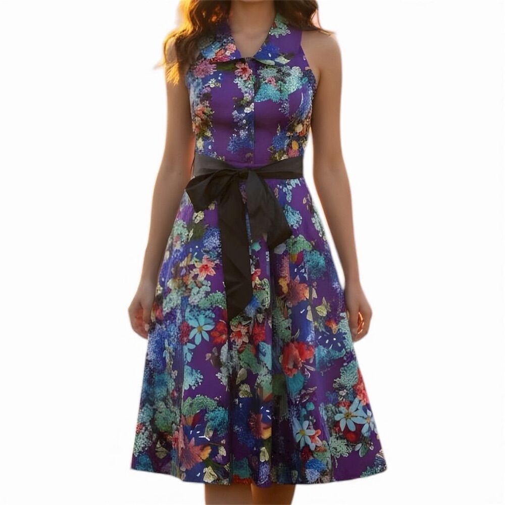 H & R London‎ Floral Fit & Flare Halter Dress